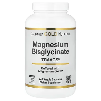 California Gold Nutrition (캘리포니아골드뉴트리션), 마그네슘 비스글리시네이트 킬레이트, Albion TRAACS®, 베지 캡슐 240정(캡슐당 100mg)