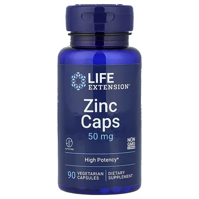 Life Extension (라이프익스텐션), 아연 캡슐, 고효능, 50mg, 베지 캡슐 90정