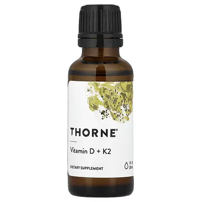 Thorne (쏜리서치), 비타민D + K2, 30ml